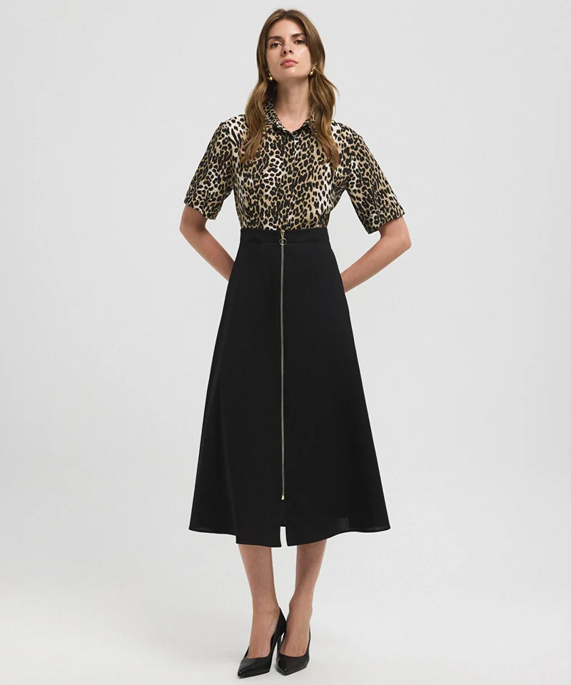 ابيكول Animal Print Color-Block Dress